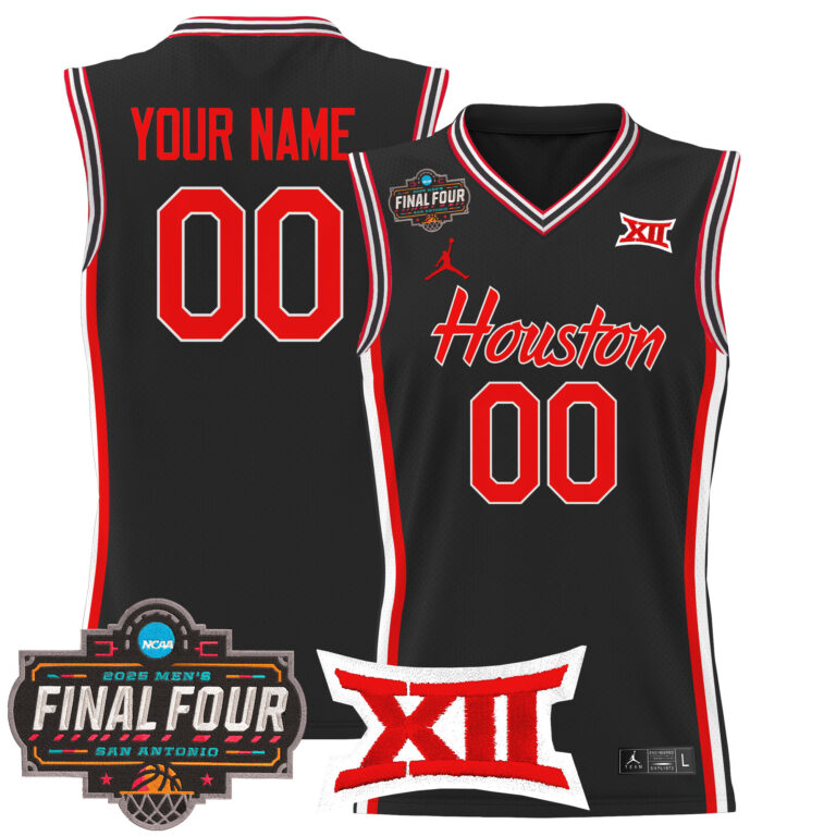Men Houston Cougars #7 Uzan black 2025 Final Four Patch NCAA Custom Jerseys style 2